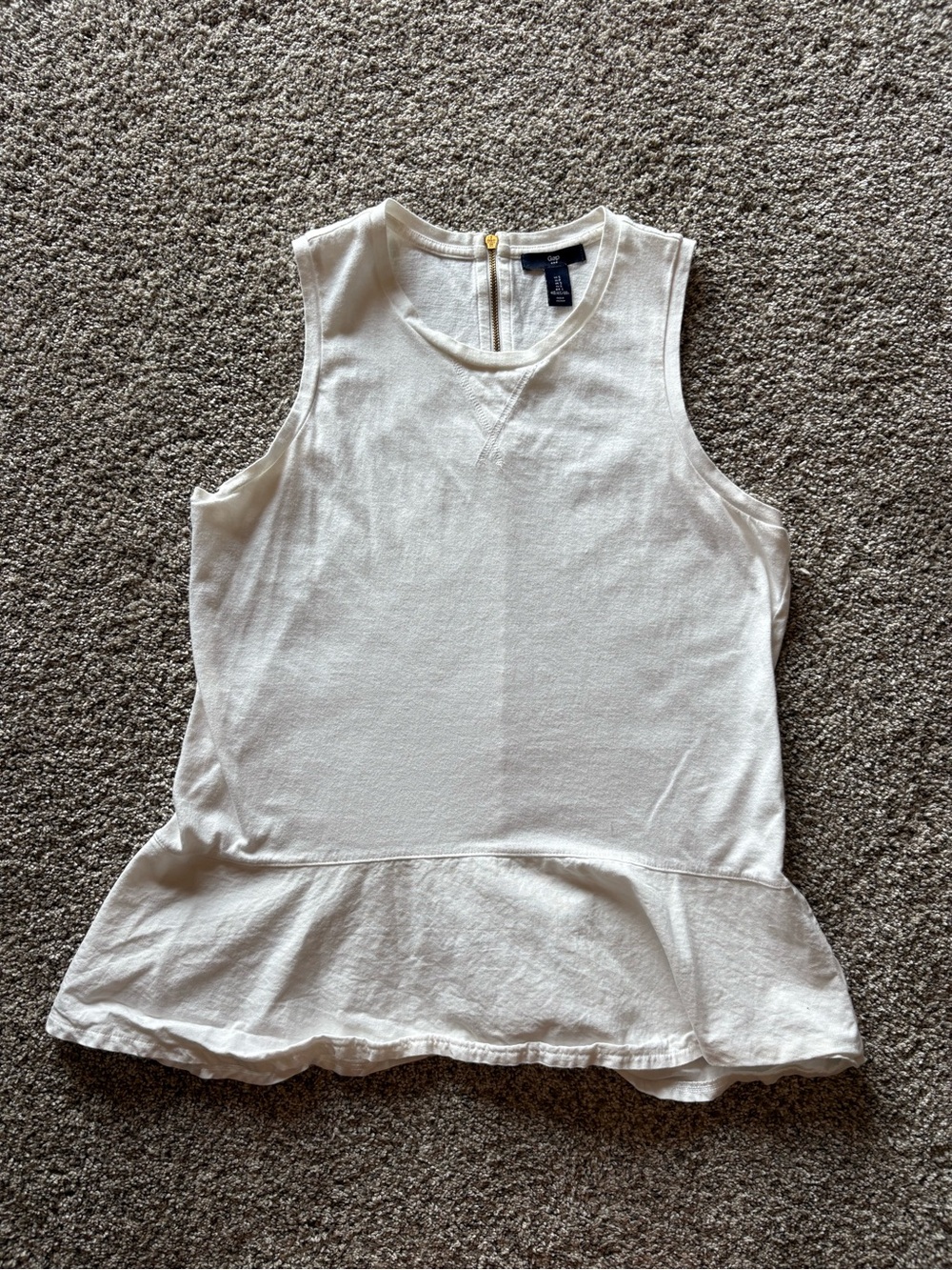 GAP White Sleeveless Peplum Tank Top